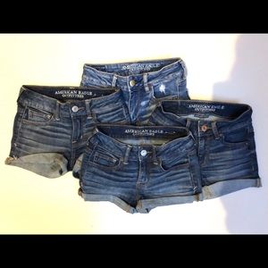 4 pair American eagle jean shorts size 00